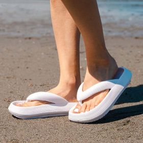 Outdoor Seaside Beach Thick Bottom Flip Flops (Option: White-44to45)